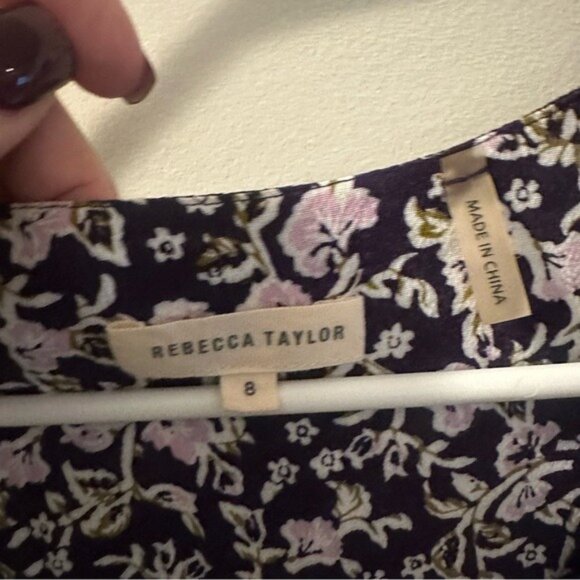 Rebecca Taylor Purple Floral Paisley Sleeveless Blouse Size 8 Romantic Coquette - Picture 7 of 8